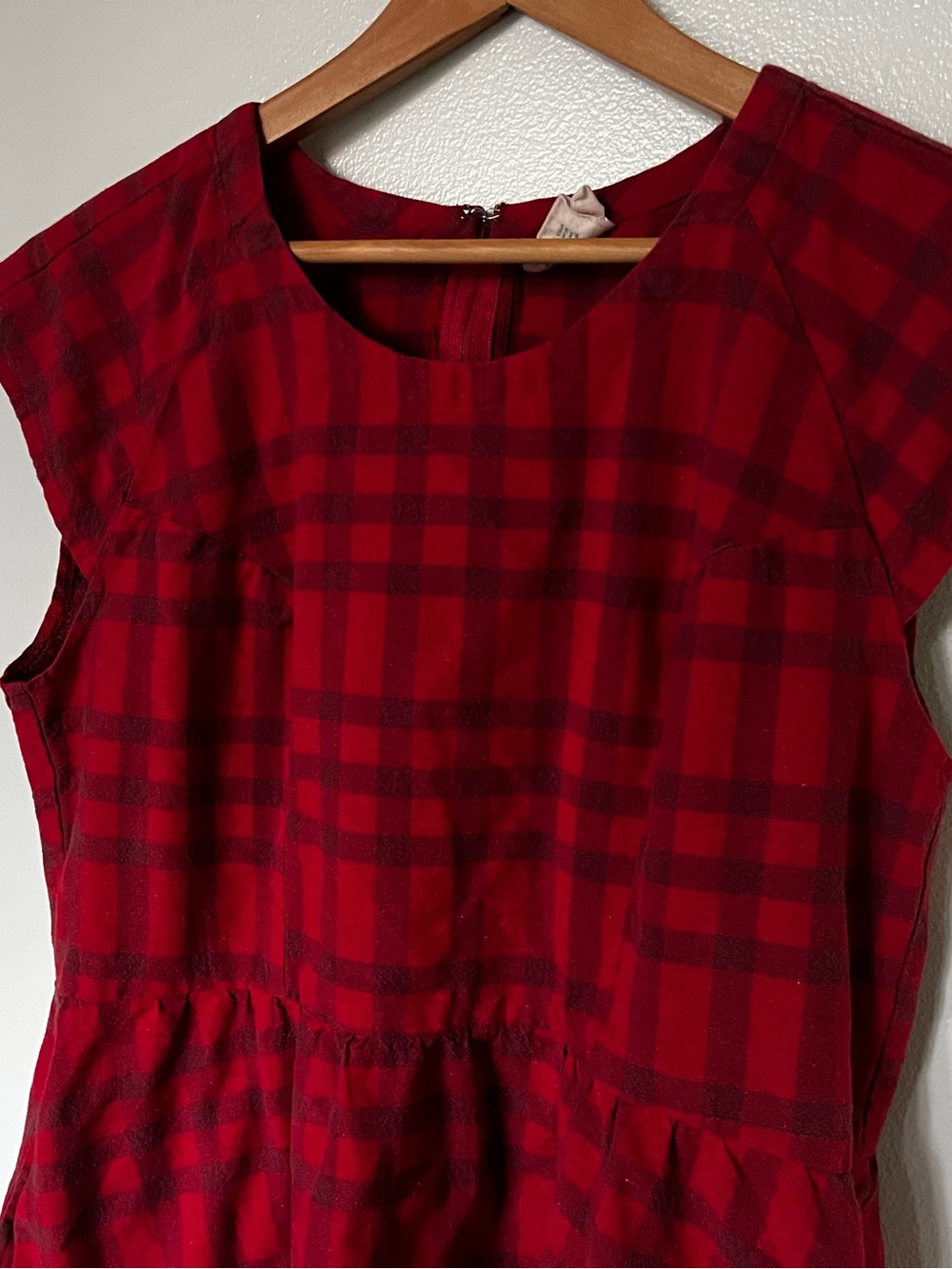 Mata Traders Red and Blue Plaid Cotton Dress